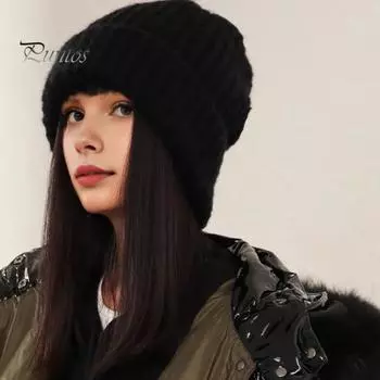 Зимняя женская шапка, вязаная толстая эластичная шапка с начесом, однотонная, защита ушей, теплая, повседневная, кепка, головной убор для катания на лыжах и коньках светло-серый