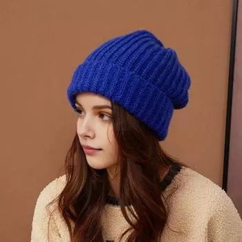 Зимняя женская шапка, вязаная толстая эластичная шапка с начесом, однотонная, защита ушей, теплая светло-серый