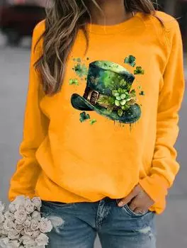 Зимняя женская стильная толстовка с круглым вырезом и множеством популярных узоров S