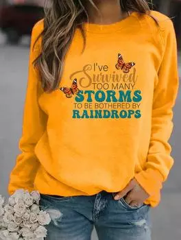 Зимняя женская стильная толстовка с круглым вырезом и множеством популярных узоров S