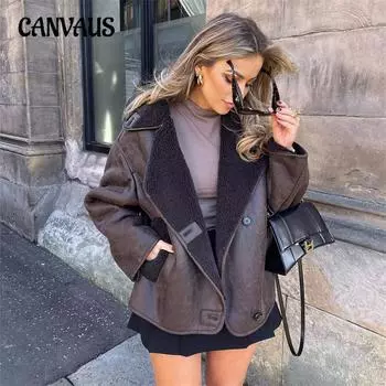 Зимняя женская свободная однотонная модная теплая куртка-пальто