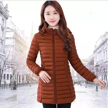 Зимняя женская теплая хлопковая одежда со съемным капюшоном, женская куртка большого размера, тонкая и легкая пуховая куртка средней длины, узкие теплые парки XXXXXXXXL вино красного