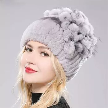 Зимняя женская теплая меховая шапка King Rabbit Skin Fox Hat