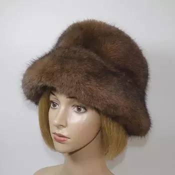 Зимняя женская теплая шапка из толстого качественного искусственного меха норки, женская уличная кепка из искусственного меха 55cm-60cm коричневый