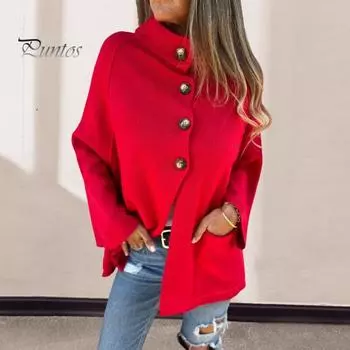 Зимняя женская трикотажная куртка с воротником-лацканом, однобортный кардиган с длинными рукавами, верхняя одежда с карманами, теплое, сохраняющее тепло пальто для поездок на работу XL красный