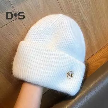 Зимняя женская вязаная шапка с эластичными складчатыми полями, утолщенная, однотонная, защита ушей, теплая, повседневная, для катания на лыжах, коньках, головной убор розовый