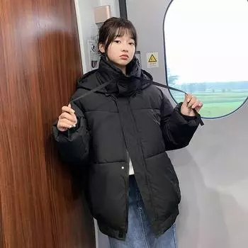 Зимой 2023 года новая женская пуховая куртка, простая и просторная короткая толстая куртка с капюшоном M