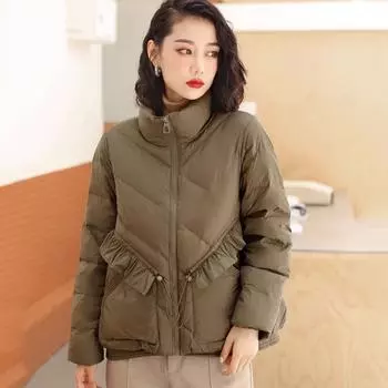 Зимой 2024 года новый женский пуховик с воротником-стойкой — короткий, маленький, легкий и модный, а белый пуховик на утином пуху — в тренде. S size 90-60kg чёрный