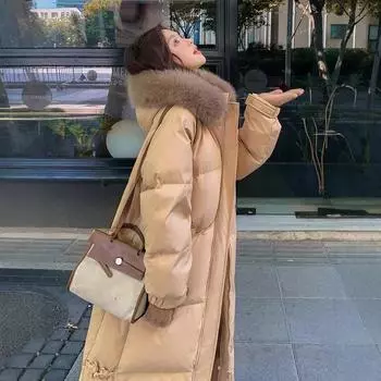 Зимой новая свободная и утолщенная куртка выше колена в национальном стиле с маленькой дисковой пряжкой и большим карманом, женская хлопковая одежда Below S50 kg