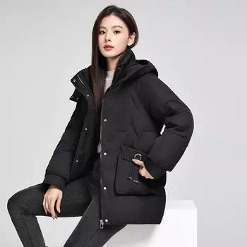 Зимой новый дизайн карманов становится более толстым, модная одежда из хлопка с капюшоном универсальна, а иностранный стиль - пуховым хлопком. M чёрный
