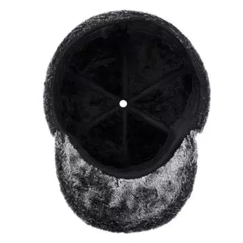 Зимой пожилая кожаная шапка с узором личи для мужчин, теплая мужская защитная шапка для ушей Lei Feng, флисовая ветрозащитная бейсболка для отца one size fits all серый