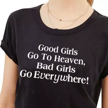 ZIMOXUAN/летние футболки для девочек с буквенным принтом «Хорошие девочки попадают в рай», «Плохие девочки идут повсюду», хлопковая повседневная футболка с круглым вырезом, топы для девочек