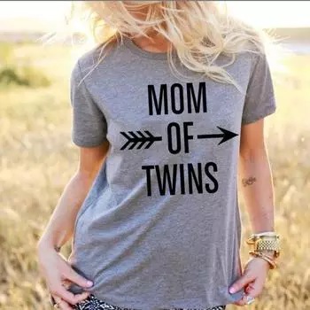 ZIMOXUAN «МАМА БЛИЗНЕЦОВ» женская летняя футболка с буквенным принтом, хлопковая футболка с короткими рукавами для мамы, женские свободные топы S белый