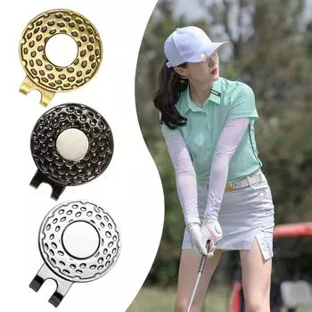 Zinc Alloy Golf Hat Clip Magnetic Golf Hat Clips Golf-Ball Aiming Marker Professional Golf Training Aids Accessories серебряный