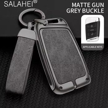 Чехол для автомобильного ключа из цинкового сплава и кожи для Volkswagen VW Tiguan MK2 Magotan Passat B8 CC для Skoda Superb A7, аксессуары для брелока