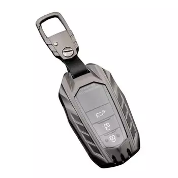 Zinc Alloy Smart Key Case with Leather Lining and Window for Toyota Prius and Crown Impact-Resistant (Titanium)