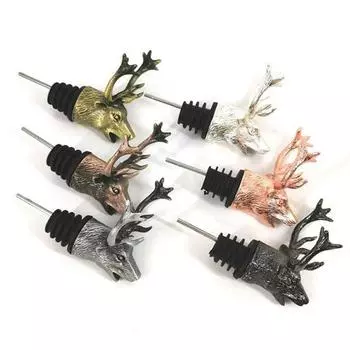 Zinc Alloy Wine Bottle Stoppers Wine Aerators Bar Tools Deer Head Wine Pourer Unique Stag Kitchen Accessories