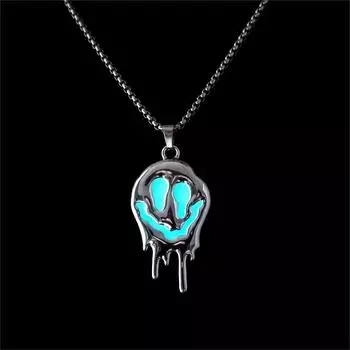 Zinc Zinc Alloy Halloween Skull Necklace Punk Hip Hop Neck Chains Luminous Pendant Necklace Women Men