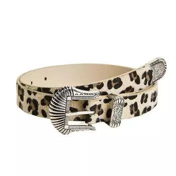 Zinc Zinc Alloy Leopard Print Belt Cool PU Vintage Waistband Versatile Carved Buckle Belt Gift