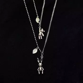 Zinc Zinc Alloy Rabbit Bear Animal Pendant Clavicle Chain Korean Style Choker Women Necklace Fashion Jewelry A