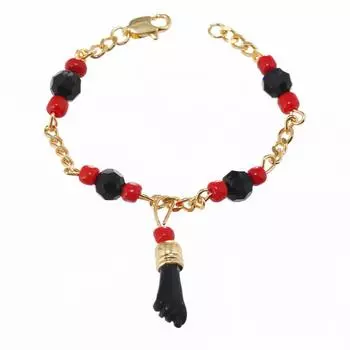 Zinc Zinc Alloy Red and Black Beaded Anklet Beaded Feet Anklets Chain Small Hand Pendant Anklet Girls anklet chain