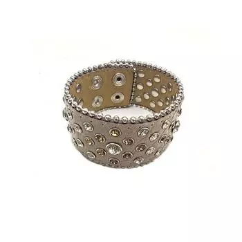 Zinc Zinc Alloy Rhinestone Bracelet Adjustable Hip-Hop Bangle Retro Pu Leather Bracelet Party Style 2