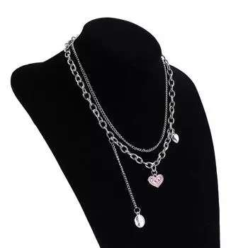 Zinc Zinc Alloy Simple Girls Gift Hip Hop Chain Love Necklace Korean Style Necklace Women Jewelry Accessories серебряный