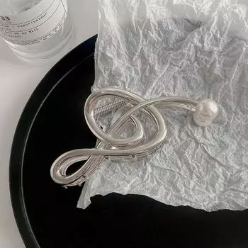 Zinc Zinc Zinc Alloy Music Note Hair Claw Pearl Treble Clef Hair Clip Creative Girls