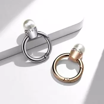 Zinc Zinc Zinc Alloy Pearl Ring Car Key Ring Smooth Fashion Ring Key Chain Metal Key Clip Small Gifts серебряный