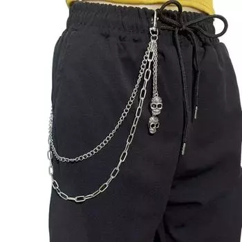 Zinc Zinc Zinc Alloy Punk Belt Chain Gothic Skull Pants Chain Goth Tassel Jeans Chain Steet B