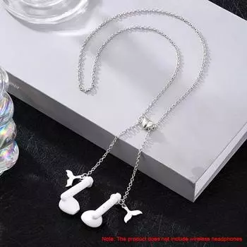 Zinc Zinc Zinc Alloy Starfish Anti-lost Earphone Chain Whale Tail Earphone Necklace Girl Gift white-whale tail
