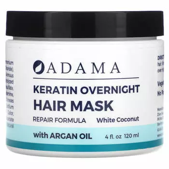 Zion Health, adama, Keratin Overnight Hair Mask, White Coconut, 4 fl oz (120 ml)