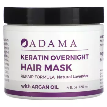 Zion Health, adama, Keratin Overnight Hair Mask, Natural Lavender, 4 fl oz (120 ml)