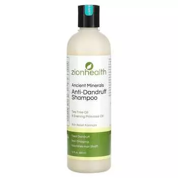 Zion Health, Ancient Minerals, шампунь против перхоти, масло чайного дерева, масло примулы вечерней, 12 жидких унций (355 мл)