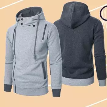 Zip-Up Cool Y2k Clothing Fashion Hoodies Mens Осень-зима с длинным рукавом, подходящая по цвету толстовка с капюшоном, толстовка с капюшоном, футболка Yasheng S темно-серого