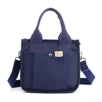 Zipper Canvas Shoulder Bag Multi-pocket Solid Color Tote Bag Ladies/Girls