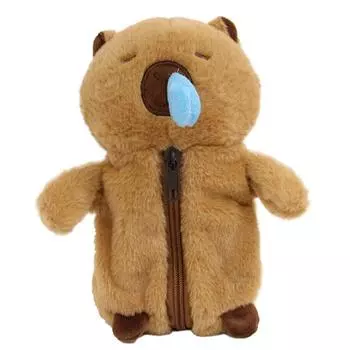 Zipper Capybara Plush Pen Bag Animal Doll Capibara Plush Pencil Pouch School Style B