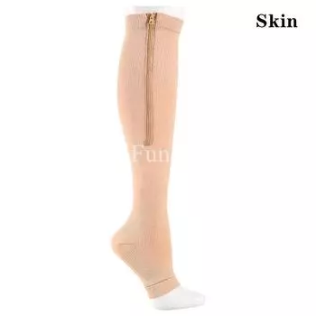 Zipper Compression Socks Medical Prevent Varicose Veins Socks 20-30 Mmhg Open Toe Knee Length Leg-Support Medias De Mujer S-M