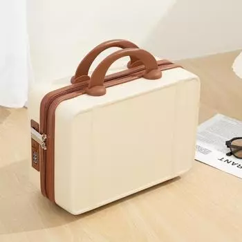 Zipper Hand Carry Suitcase with Combination Lock Mini Storage Bag Short Trip Travel Bags White