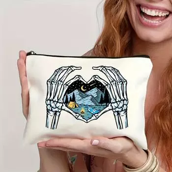 Zipper pencil case large canvas pencil case small items storage bag