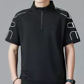 Мужская летняя футболка-поло с застежкой-молнией Футболка-поло с короткими рукавами Футболка с короткими рукавами Мужская футболка с принтом Спортивная футболка со стоячим воротником и короткими рукавами XXXXXL