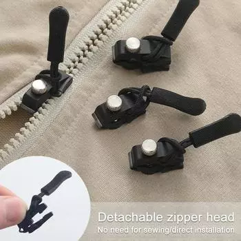 Zipper Repair Kit Quick Instant Detachable Zipper Head Replacement Zipper Slider Pull Universal For Jacket Bags Coat Free Sewing
