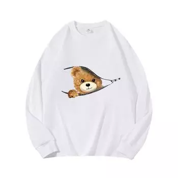 ZipperAutumn Clothing Длинные рукава из чистого хлопка Новые мужские и женские топы, весенний внутренний слой, базовая рубашка, футболка с круглым вырезом и длинными рукавами M коричневый