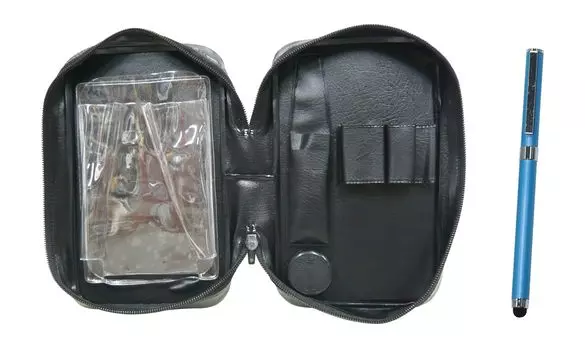 Zippered Case for Smartphone Touch and Metal Cap Ballpoint Pen Extra, Blue, EXPVC-QSJW700-L