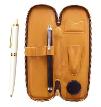 Zippered Compact Pen Case with Touch Pen and Brass Knock Ballpoint Pen 2-Pack Euro-Style Set, White, T23-S708-NXB-W-2 белый