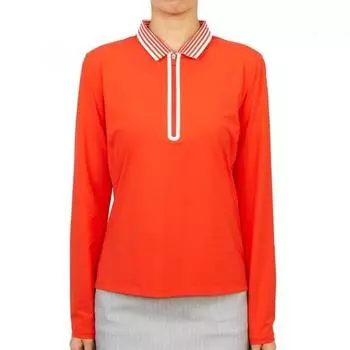 Zippor Женская футболка для гольфа с длинным рукавом и застежкой-молнией на половину длины g4lS23k863 Poppy M