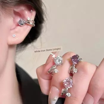 Zircon Accessible Luxury Unique and Beautiful Ear Rings GenOptics Aura Essence White flash drill ear bone clip (single)
