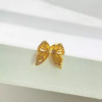 Zircon butterfly stud earrings female creative personality 925 sterling silver needle plated 18k gold earrings ear cold wind rings золотой