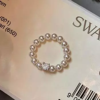 Zircon Diamond Elastic String Australian White Pearl Ring Female Accessible Luxury Special-Interest Design Fancy 2025 New Accessories