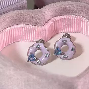 Серьги-гвоздики Love Donut из циркония для женщин, милые, изысканные, модные, универсальные, из титана и стали, с винтовыми серьгами